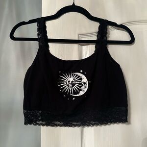 New Cosmic Aura Hot Topic Black Skeleton Moon Bralette